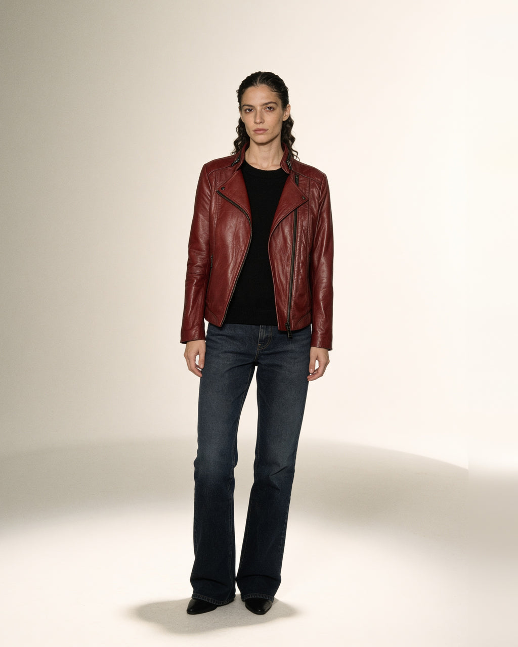 Amarena Moto — worn by a model, front view, studio