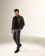 Anticato Trucker — worn by a model, front view, studio