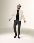 Avorio Bomber — worn by a model, front view, studio