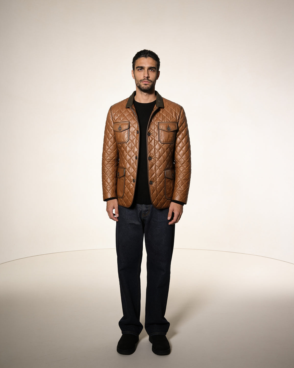Cacciatore Quilted — worn by a model, front view, studio