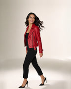Scarlatta Moto — worn by a model, front view, studio