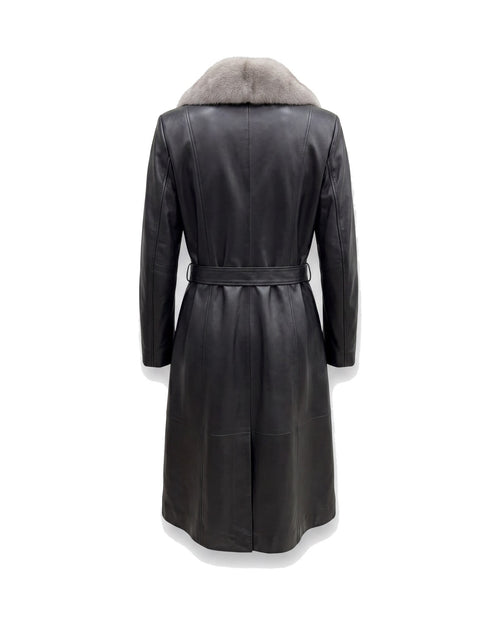 Onice Fur-Shawl Coat — back view