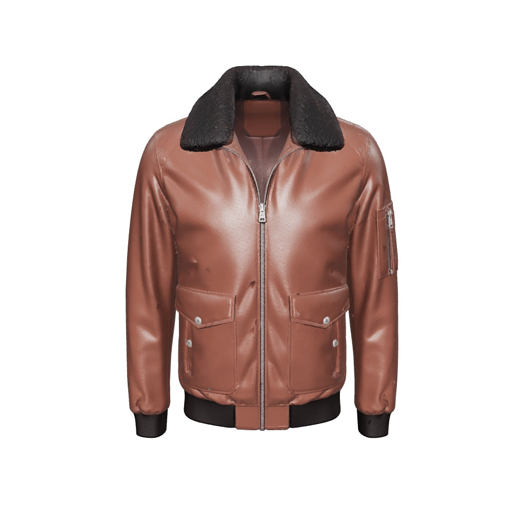 Aviatore Shearling Bomber — interactive 3D model, turn to view every panel