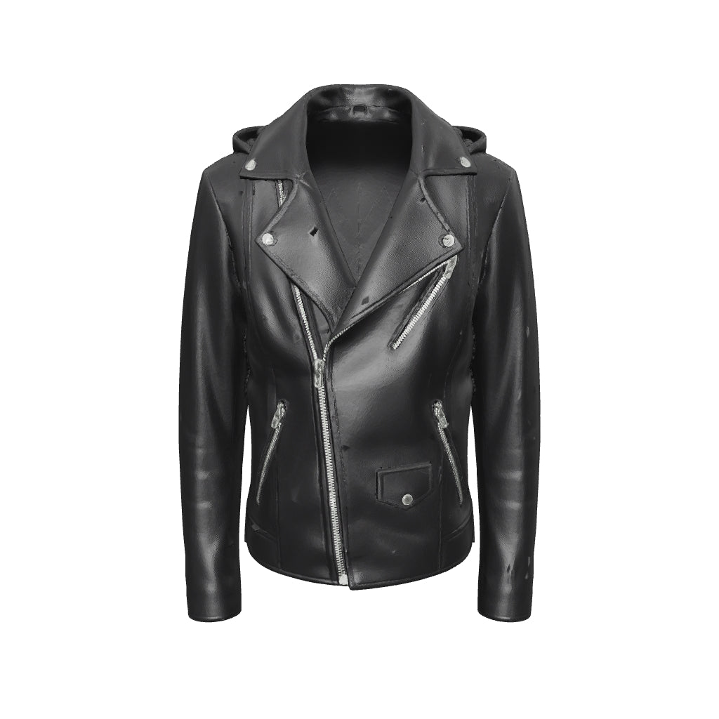 Corvo Hooded Biker — interactive 3D model, turn to view every panel