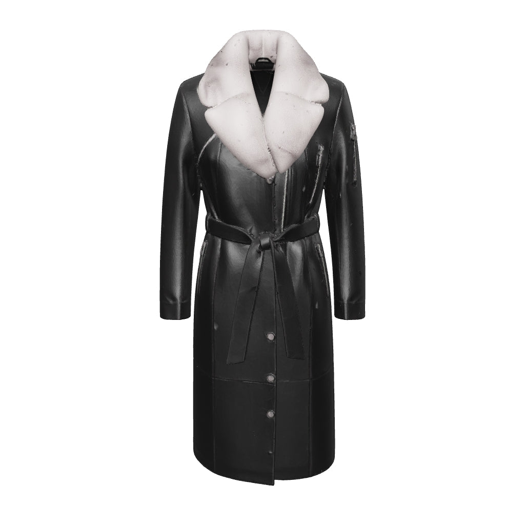 Onice Fur Shawl Coat — interactive 3D model, turn to view every panel
